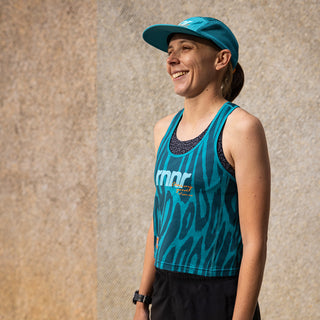 All Out Singlet Women's CROPPED-Drippy Cheetah Teal